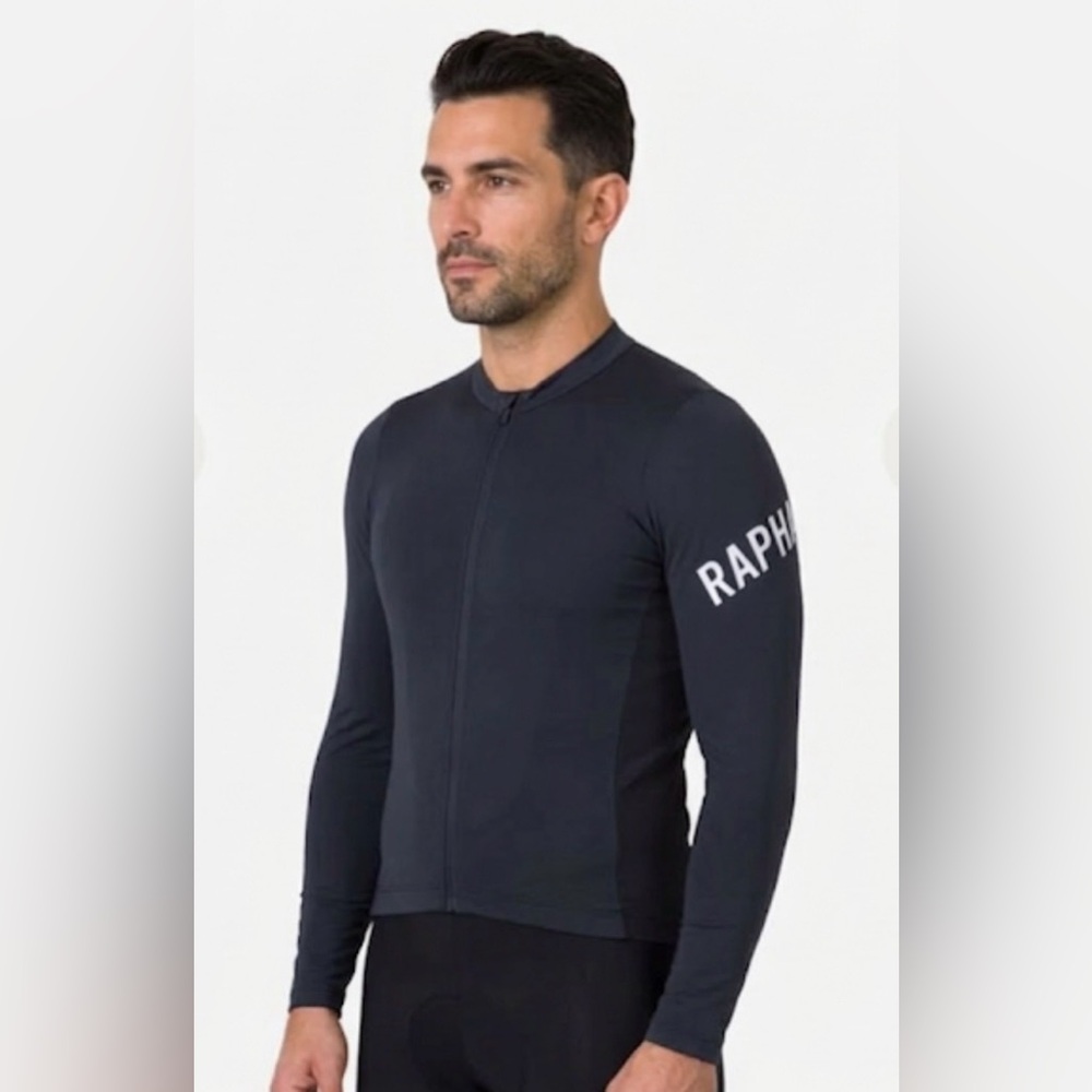 Rapha Pro Team Cycling Jersey Men's Large Black Long Sleeve Lightweight New